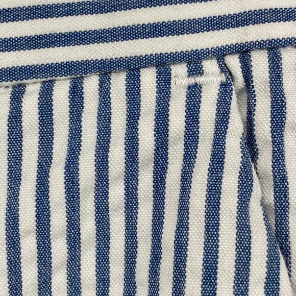 CHAPS Shorts Womens 12 Seersucker Striped Chino 11" Walking Cotton Blue White - Picture 6 of 11